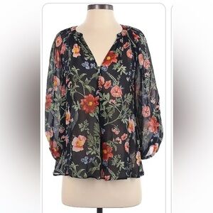 Gorgeous sheer floral silk joie blouse Xs